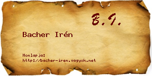 Bacher Irén névjegykártya